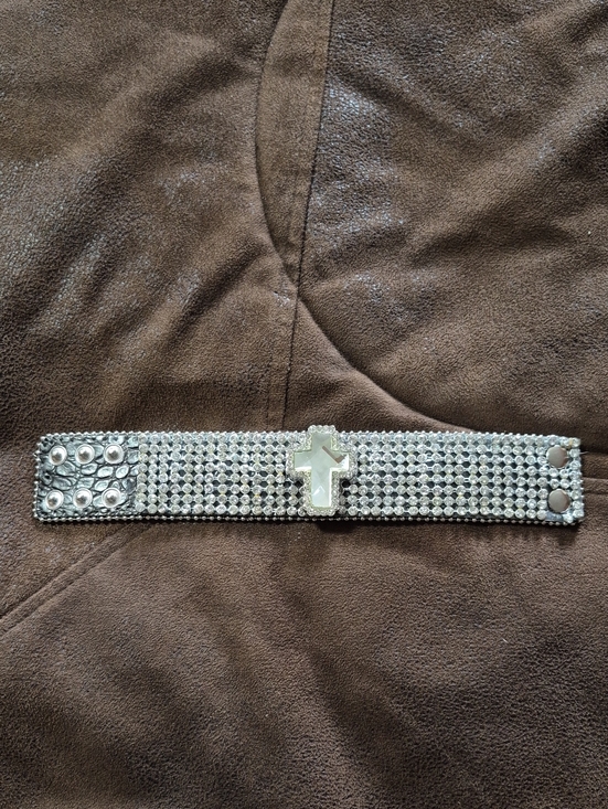 western charms collection Jewelry - Wester Charm Collection, Crystal Cross Stretch Bracelet - Silver Rhinestone Cuff